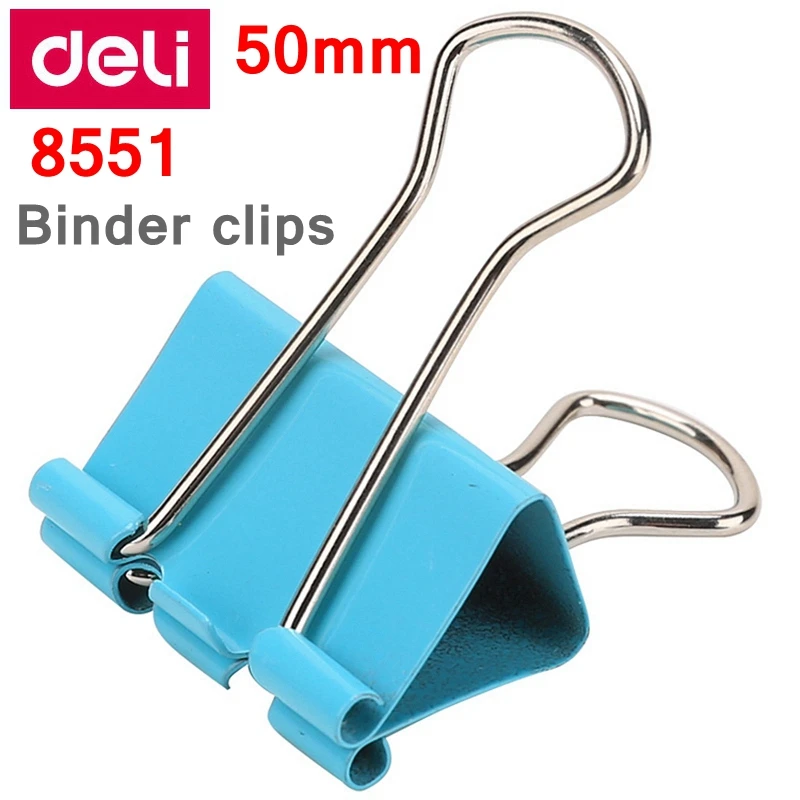 12pcs/box Deli 8551 Binder Clips 2" (50mm) Color Clips Paper Documents Clips  - Clip Holder & Clip Dispenser - AliExpress