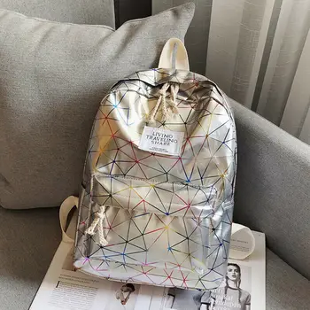

2019 Newest Hot Womens Girl Diamond Lattice Laser Oxford Backpack Rucksack Travel Shoulder School Bag Bookbag 2 Zippers