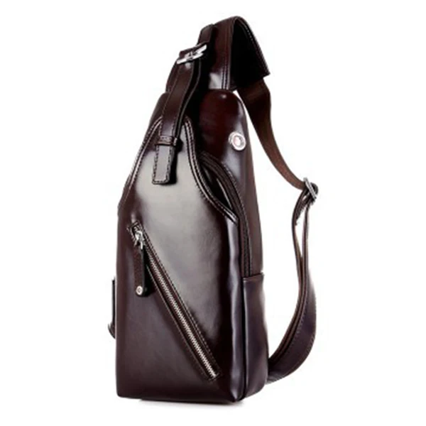 

Fashion Men Messenger Bags PU Leather Chest Pack Crossbody Sling Single Shoulder Bag