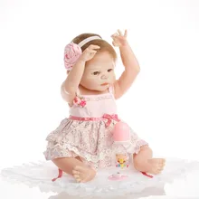 SanyDoll Горячая новинка Reborn силиконовая кукла улыбка детские игрушки магнит соска 22 ''/55 см