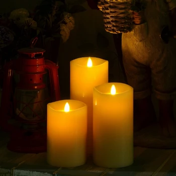 

Ksperway Melted Edge Flameless Real Wax LED Candle Sets Moving Wick with Timer/ Remote/ Blowing Control
