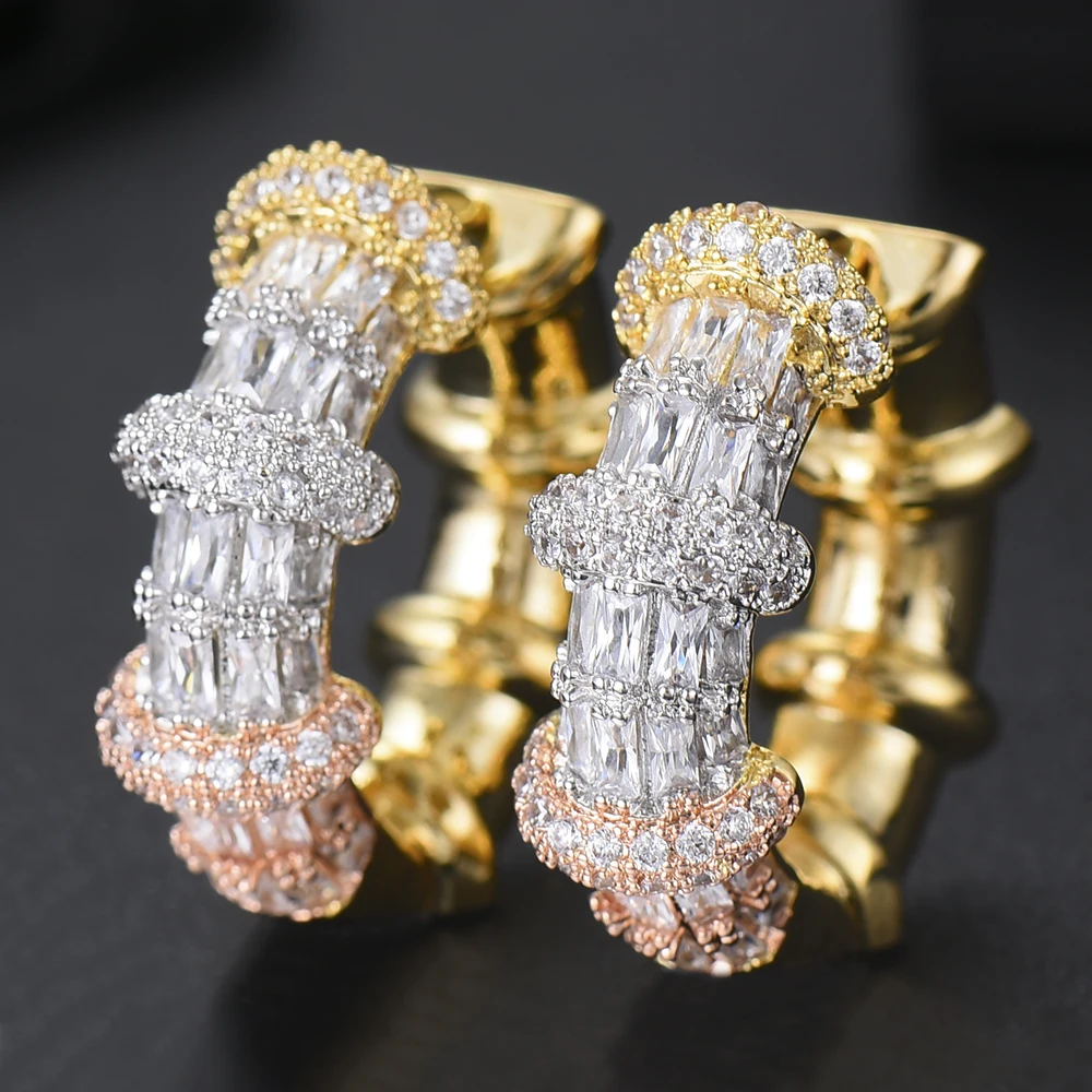

GODKI Luxury Full Micro Cubic Zircon Statement Big Hoop Earrings For Women Wedding DUBAI Bridal Square Circle Hoop Earrings 2019