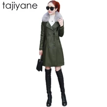 TAJIYANE/Новинка года; модное весенне-зимнее женское пальто с воротником из лисьего меха в Корейском стиле; кашемировая Толстая длинная куртка из искусственной кожи; LD051