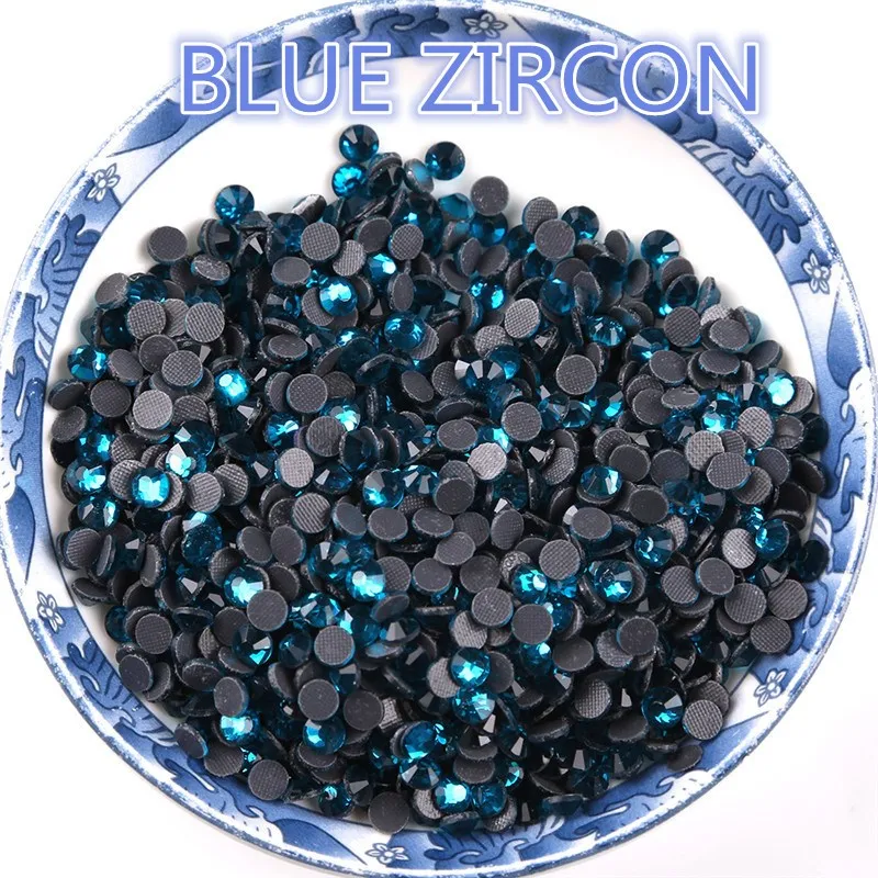 

Better BLUE ZIRCON SS6 SS10 all sizes DMC Hotfix Rhinestone Crystal Iron On Hot Fix Stone for clothes bags Designs