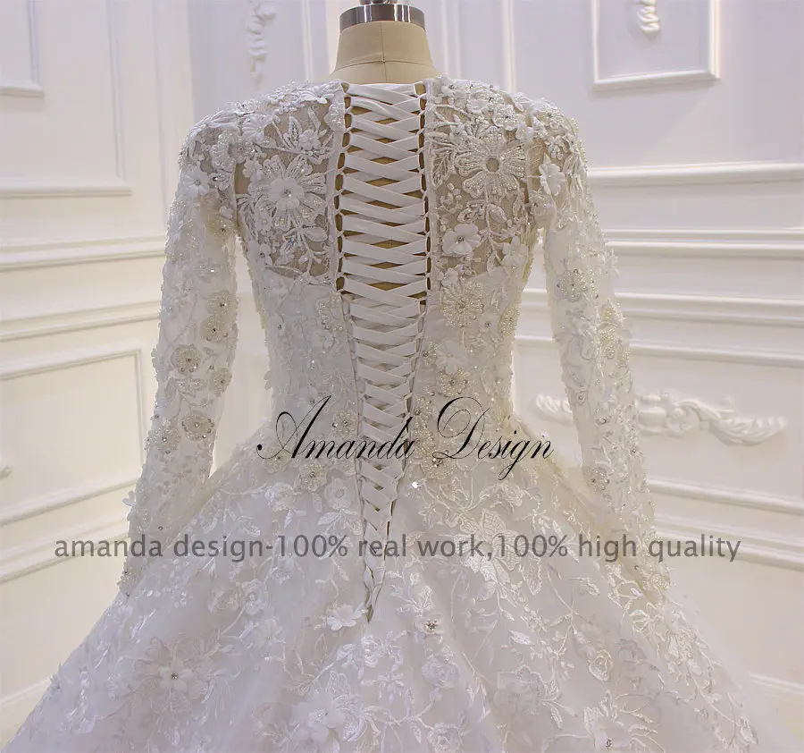 Свадебное платье с длинным рукавом и кружевом свадебное Платье Amanda Design robe de mariee