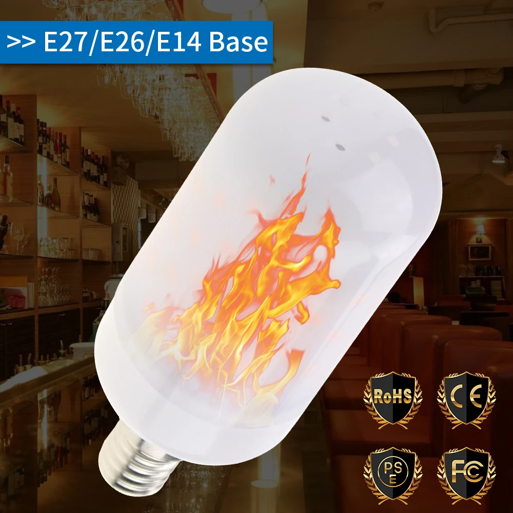 

E27 LED Flame Lamp Christmas E14 LED Lamp Flame Effect Bulbs E26 220V Corn Bulb 2835 SMD Flickering Flame Fire Lamp 63leds 110V