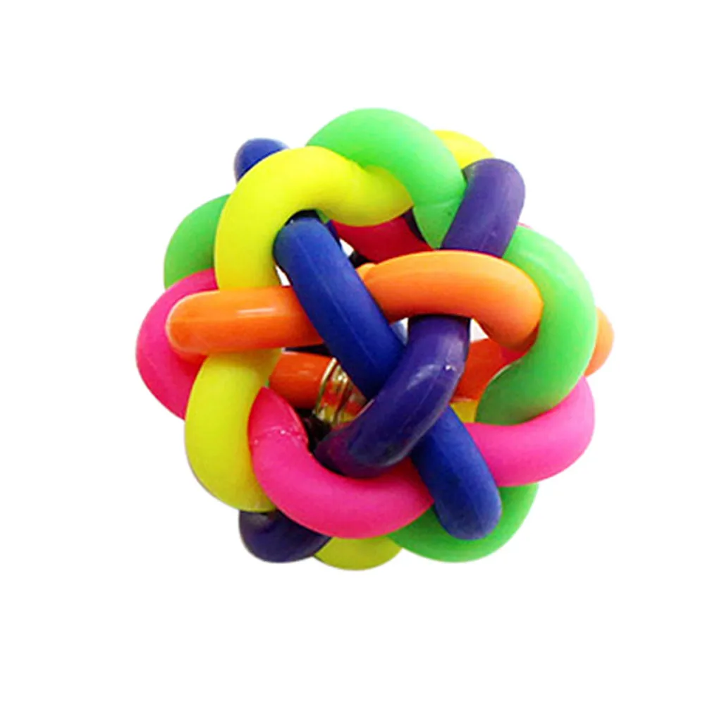 Новое поступление года красочные мяч с бубенчиком любимая собака продукты Пудель любимая игрушка резиновый многоцветный игры удовольствие жевательной