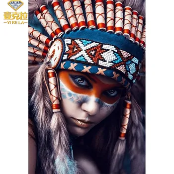 

5d Diy Diamond Painting Make Up Americans Indian girl women Cross Stitch Resin Full Diamond Painting diy