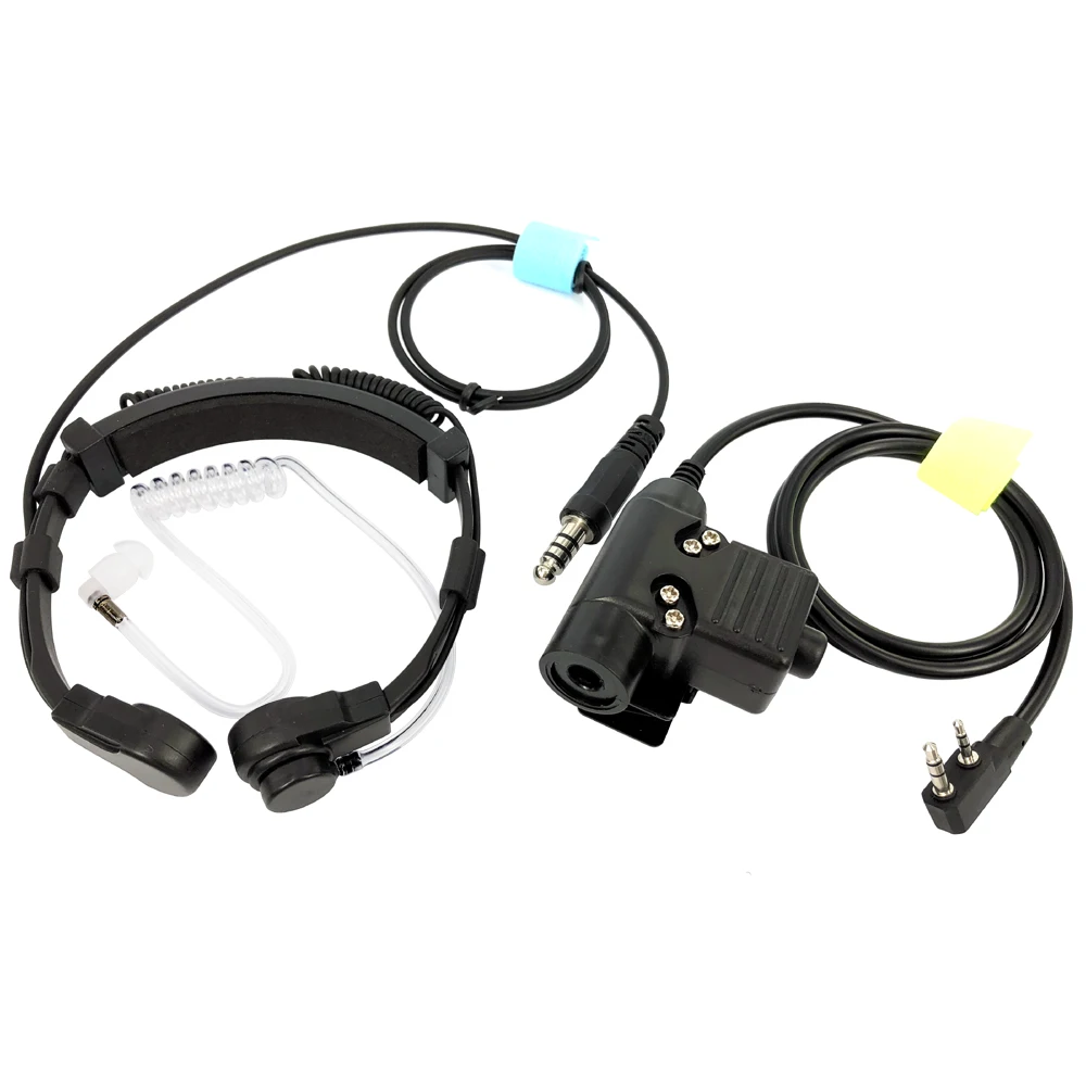 U94 PTT Cable K Type and Nato Heavy Duty Telescopic Throat Vibration Mic for Baofeng Kenwood TYT 5