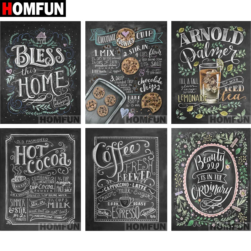 

HOMFUN Full Square/Round 5D DIY Diamond Embroidery "Blackboard text" Diamond Painting Cross Stitch 5D Decor gift A06822
