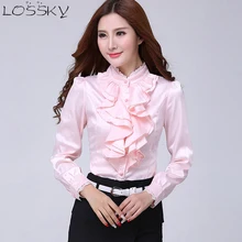 Blouse shirt Women Fashion Blouses Casual Shirts Elegant Ruffled Collar Office Female Clothing 2018 Spring cheap clothes china
