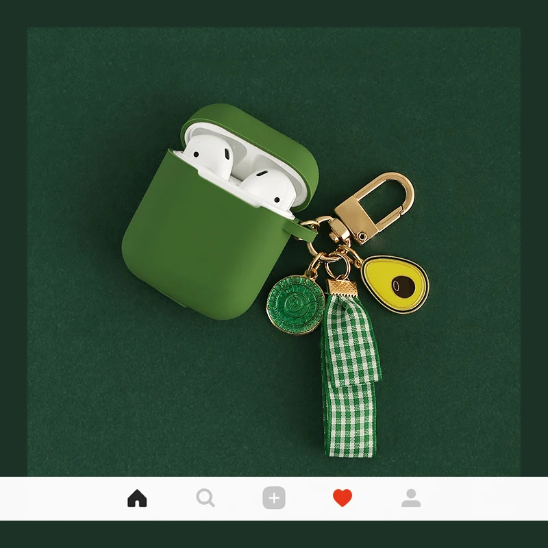 

Avocado pendant Protective Cover For Airpods Case Silicone Blutooth Wireless Case for Apple Airpods Charging Box with Keyring