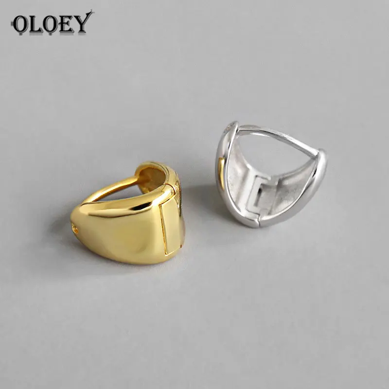 

OLOEY Solid 925 Sterling Silver Hoop Earrings for Women Korea INS Minimalist Geometric Earring Brinco Fine Party Jewelry YME516