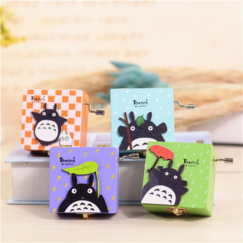 

Hand Crank Musical Box Ghibli Totoro Music Box 4 Different Patterns Creative Student Gift My Neighbor Totoro Wooden Musical Box