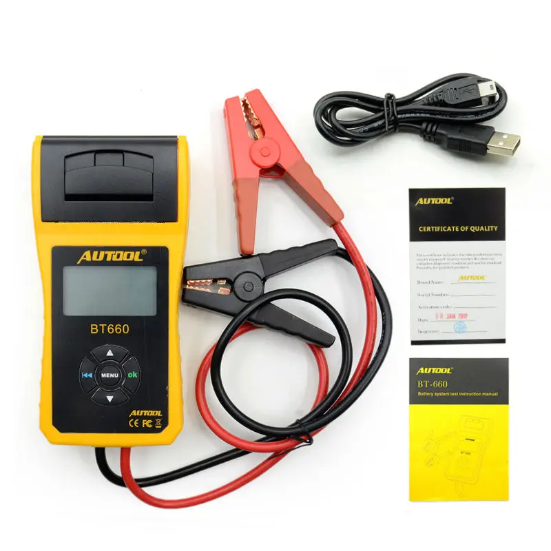 Многоязычный тестер батареи AUTOOL BT660 Встроенный термопринтер почти для всех