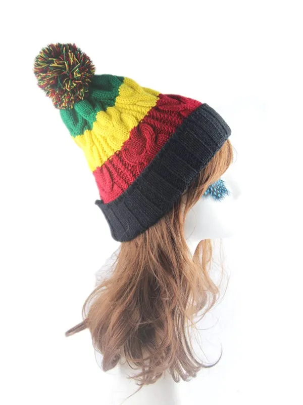 Bob Marley Jamaica Rasta Slouch Beanie шапка теплый берет зимняя шапка регги разноцветная полоса хип-хоп мешковатые