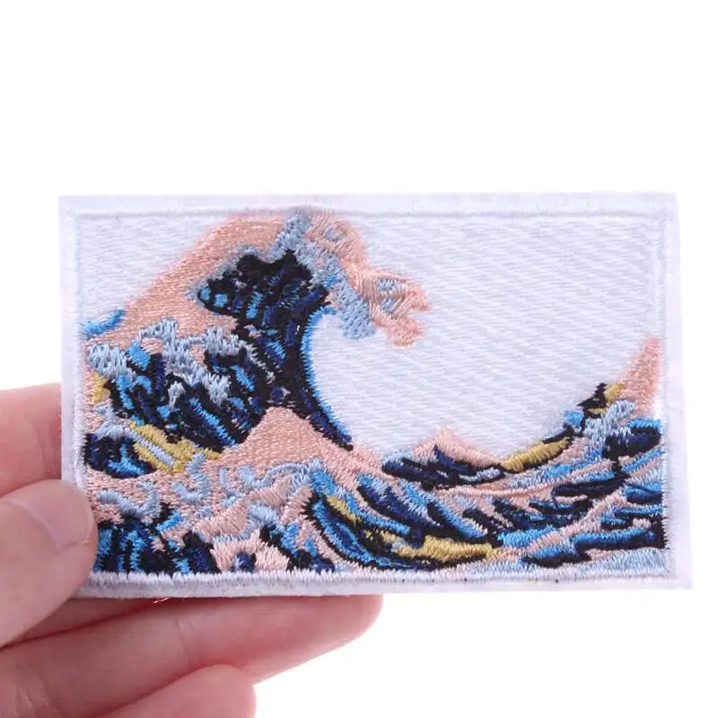 Prajna The Great Wave Off Kanagawa аппликация нашивки значки вышивка железа на патчи для одежды куртки футболки наклейки декор