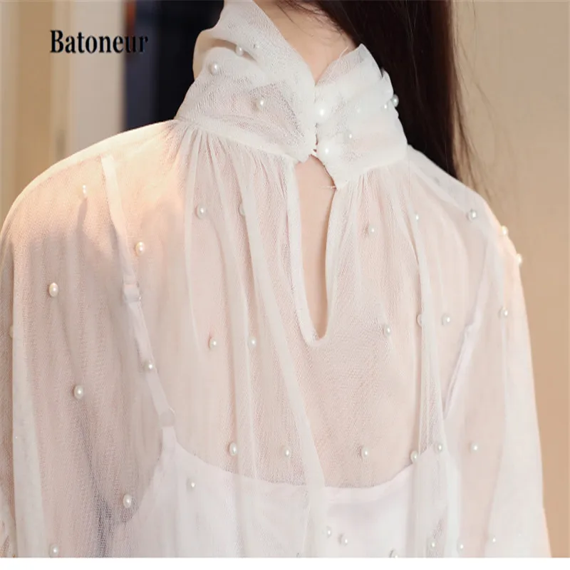 2018-New-Spring-Autumn-Free-Shipping-Casual-Women-Shirt-Lantern-Sleeved-Turtleneck-Fashion-Elegant-Female-Beading (4)