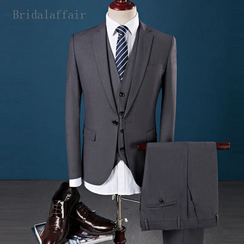 Bridalaffair куртка брюки жилет 3 шт. мужские костюмы синий мужской костюм Slim Fit костюм Homme Mariage мужские Terno ужин синий смокинги