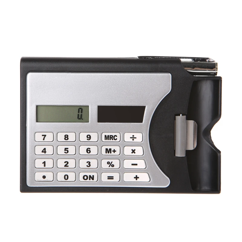 

3-In-1 Portable 8-Digit Solar Calculator Business Card Holder Ball-Point Pen