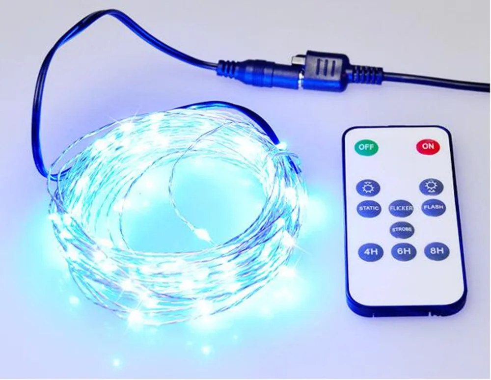 33Ft/10m 100 LEDs Copper Wire LED String Christmas Tree Garland