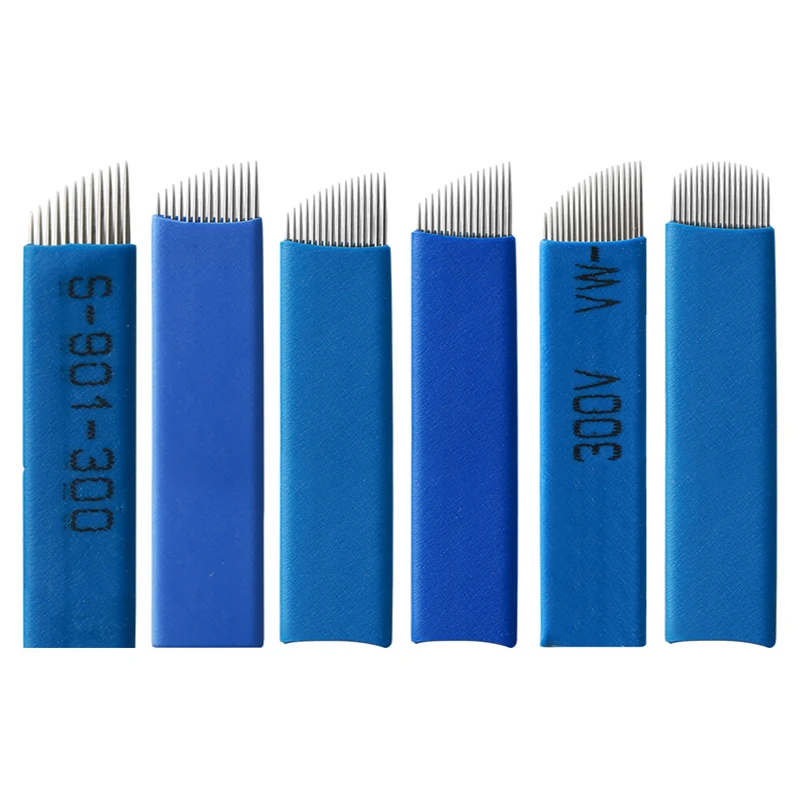 100 PCS blue Permanent Makeup Manual Eyebrow Tattoo Needles Blade For 3D Embroidery Microblading Tattoo Pen Machine 100 PCS blue Permanent Makeup Manual Eyebrow Tattoo Needles Blade For 3D Embroidery Microblading Tattoo Pen Machine