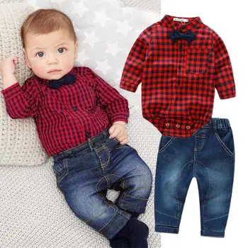 

Toddler Kids Baby Boy Romper Tops+Long Pants Trousers 2pcs Outfits Clothing Set
