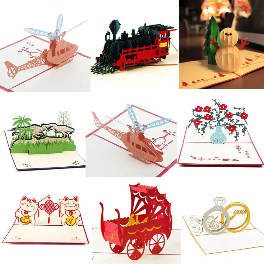 

3D Pop Up Invitation Greeting Card Birthday Valentines' Day New Year Xmas Gift