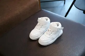 

Fashion autumn and winter new children's white shoes high to help boys and girls breathable casual shoes non-slip