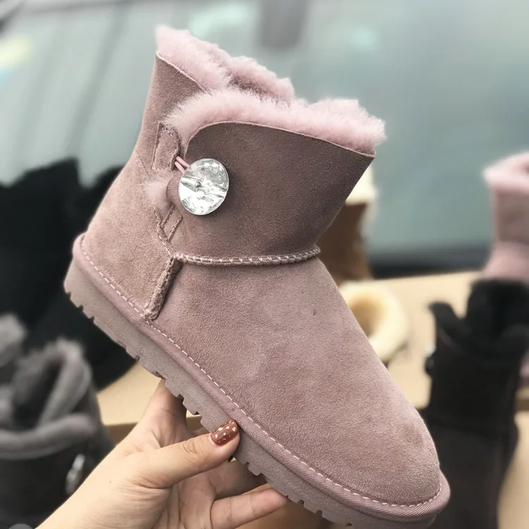 

100% Natural Fur Women Classic Snow Boots Real Wool Warm Winter Boots Genuine Sheepskin Leather Women Boots Ankle Boots Shoes