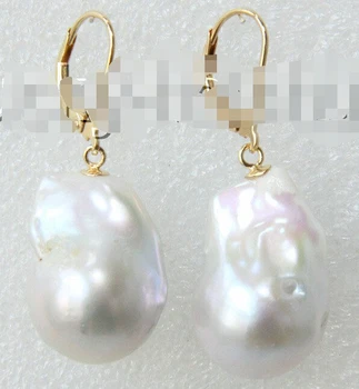 

hj 00348 BAROQUE WHITE SOUTH SEA PEARL EARRING 14K/20