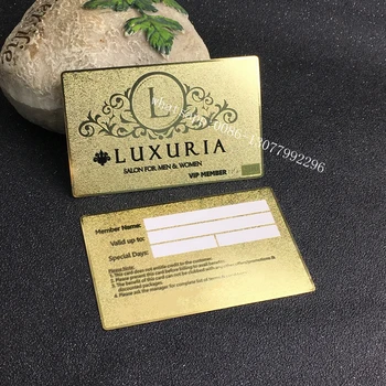 

100pcs/one design custom metal card 80*50mm thickness 0.35mm with gold different number and signature panel