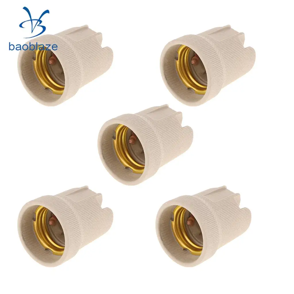 5pcs E27 Screw Base Ceramic Pottery Lamp Holder Lamp Base Light Bulb Socket Lamp Fittings Adapter	