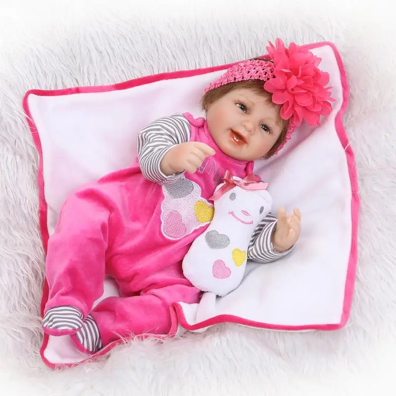

17"42cm Handmade bebe Soft Silicone Reborn baby doll Toys bottle+pacifier+plush Toddler cloth body doll vivid gifts collection