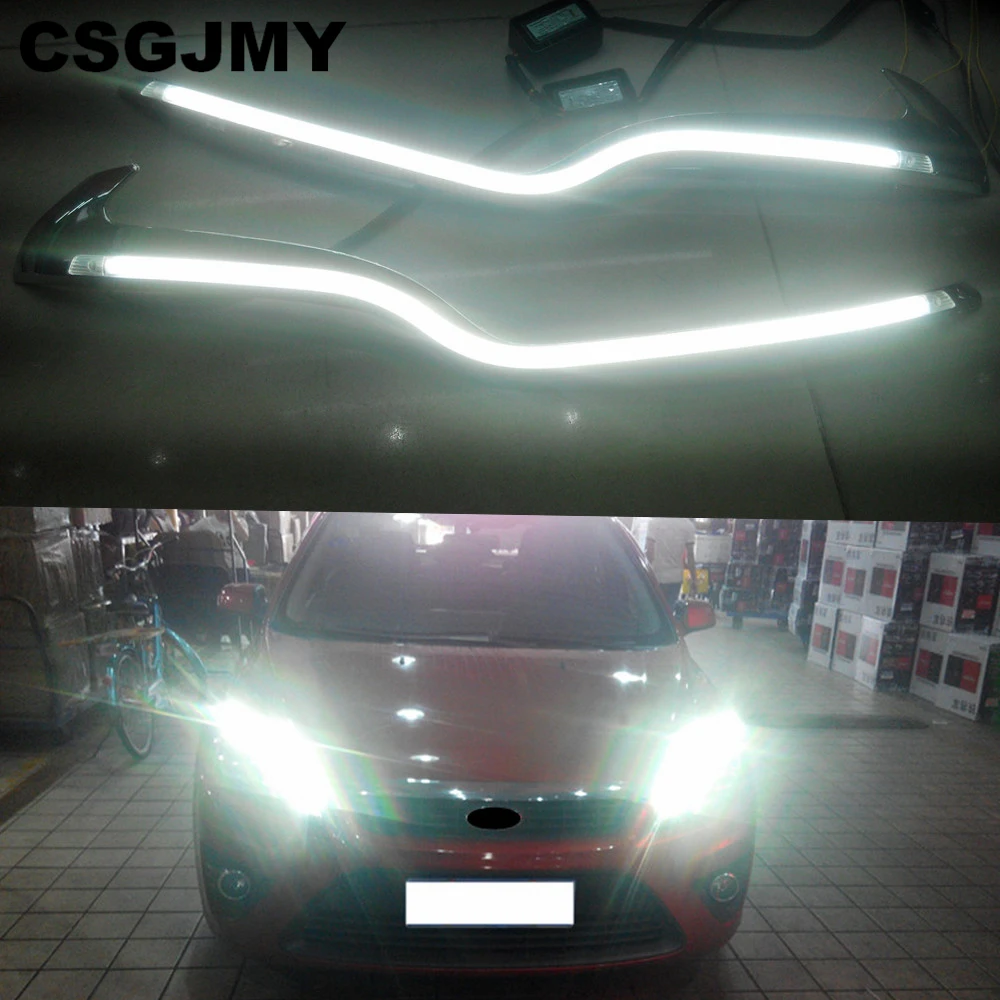 

1Pair For Ford Focus 2 MK2 2009 2010 2011 LED Car Headlight Eyebrow Decoration Yellow Turn Signal DRL LED Daytime Running Light
