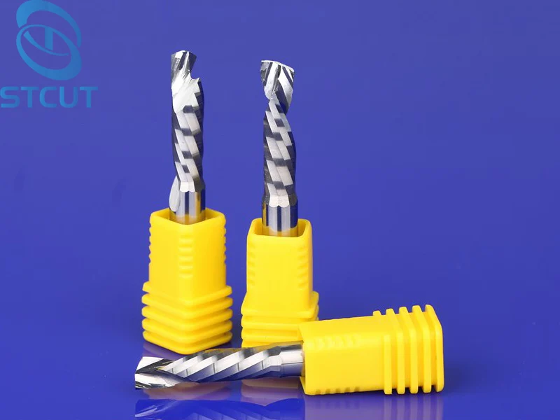 Koop AAA Klasse UP DOWN Cut enkele een 1 Fluit Spiral Carbide Mill Tool Cutters voor CNC Router, compressie Hout Frees Cutter Bits