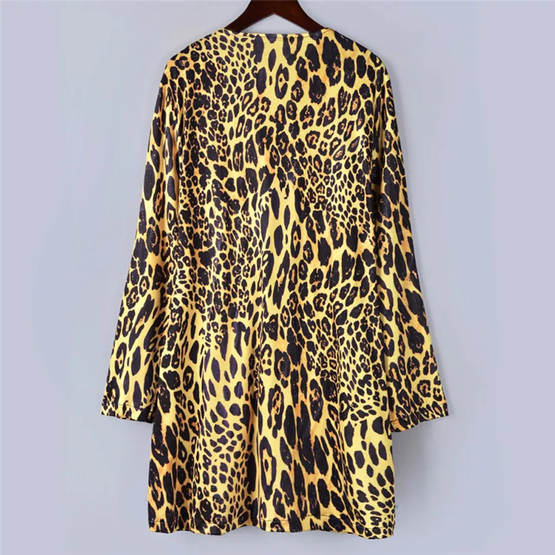  Fashion Womens Autumn Winter Casual Long Sleeve Leopard Print Fashion Coat Bllouse T-Shirt Tops Long coat New Arrival#4F01 (21)