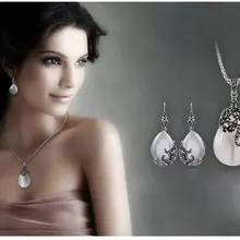 Новое поступление, цепочка в форме капли воды, ожерелье с подвеской, 925 пробы Серебряное ожерелье с опалом, женский ювелирный набор для вечеринки