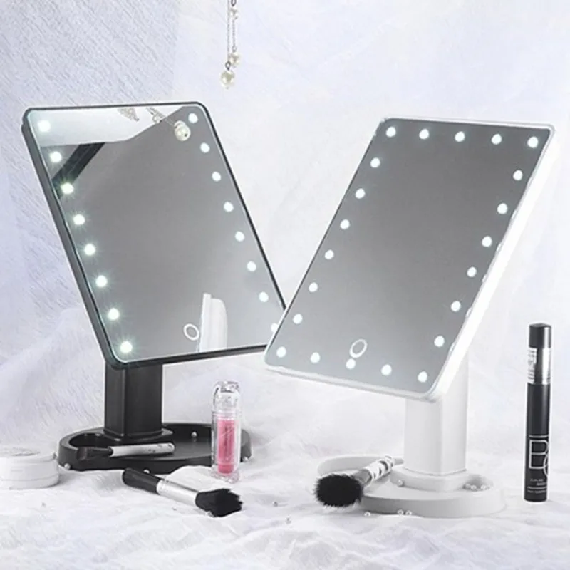 22 LED Touch Screen Mirrors 360 Degrees Rotation Makeup Mirror
