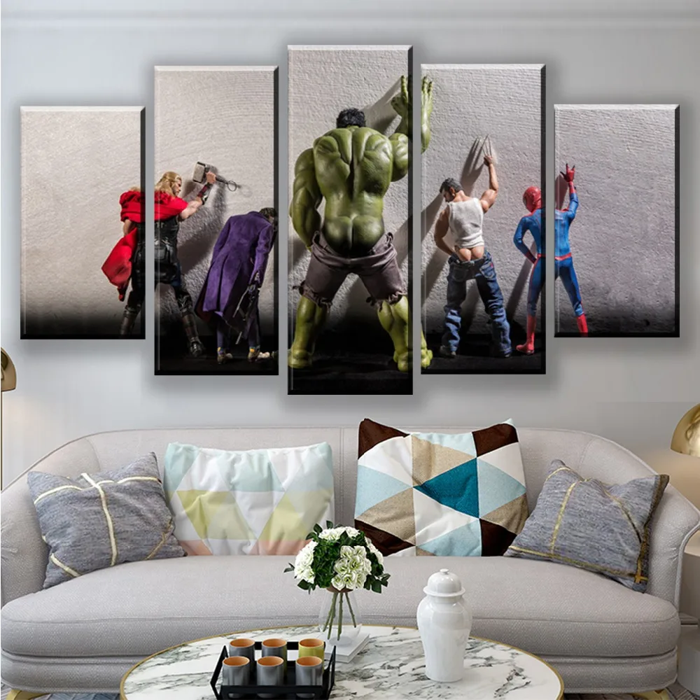 

5 Panels /set The Avengers Poster Print Supeheros Canvas Modern Painting Wall Art Pictures For Living Room Boy's Room Unframed
