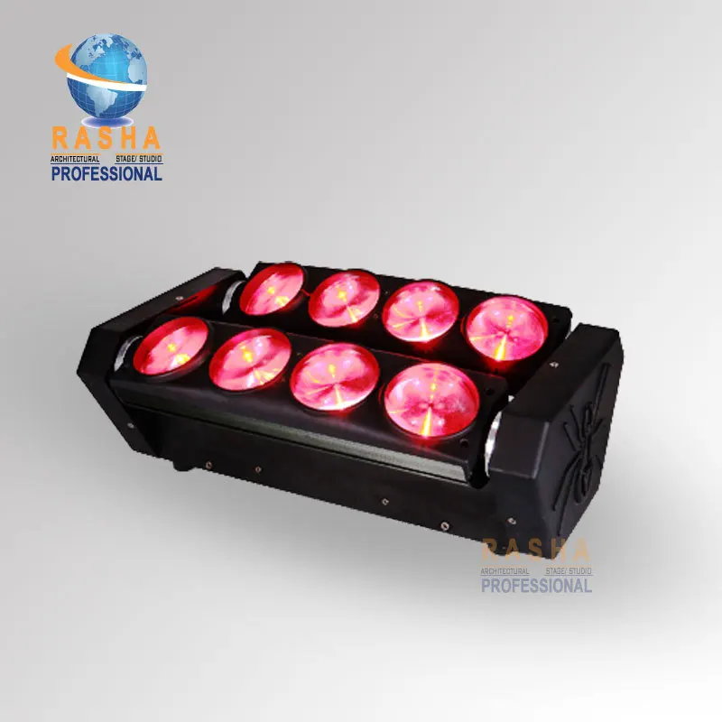 

Rasha 8*10W 4in RGBW LED Moving head Spider light For Stage Disco Party Event Mini LED Spier Light