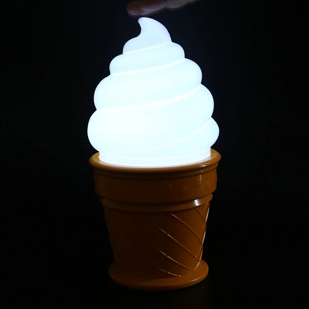 

AA battery Novelty Ice Cream Lamp attractive Night Light for Children kids Cone Shaped Desk Table LED Lamp Bedroom Decor Lights