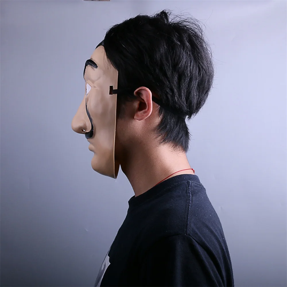 La Casa De Papel Mask Salvador Dali Latex Mask Cosplay Halloween Realistic Adult Party Costume Props (13)