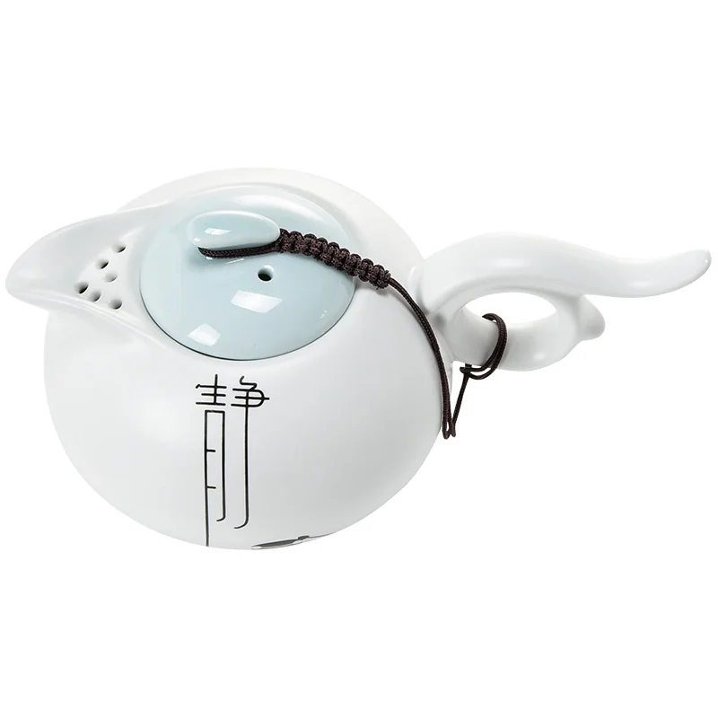 

White Matt Kung Fu Teapot Trumpet Kiln White Porcelain Teapot Scrub Ceramic Tea Set Zen True Pot 12