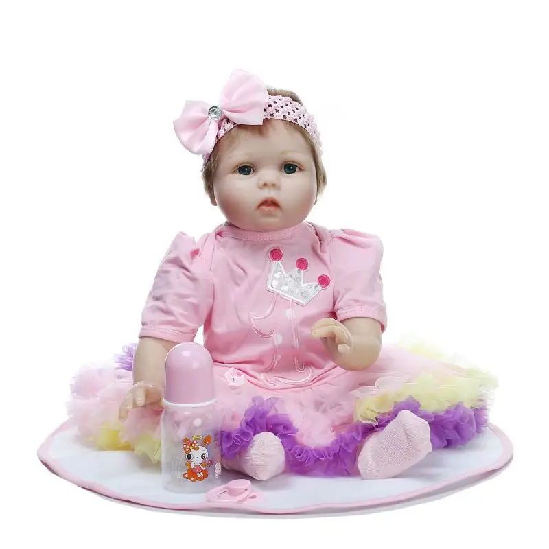 Reborn Baby Doll 22 Inch Lifelike Soft Silicone Reborn Toys Fashion Gift For Girls Newborn Babies Toys boneca