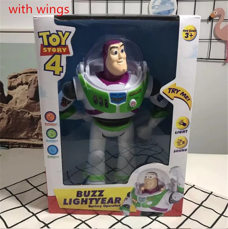 30 см История Игрушек 4 калькулятор Buzz Lightyear Walkable ПВХ фигурка модель кукла рождественский подарок на день рождения для ребенка - Цвет: Buzz with wing box