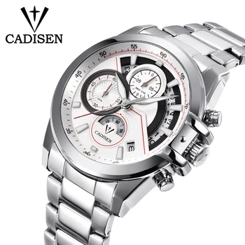 

CADISEN Luxury Brand Waterproof Military Sport Watches Men Silver Steel Quartz Analog Watch Male Clock Relogios Masculinos 3ATM