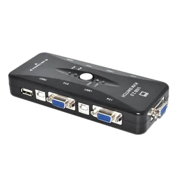 

4 Port Hub USB 2.0 KVM VGA/SVGA Switch Box Adapter Connects Printer Intelligence Keyboard Mouse 4 Computers Use