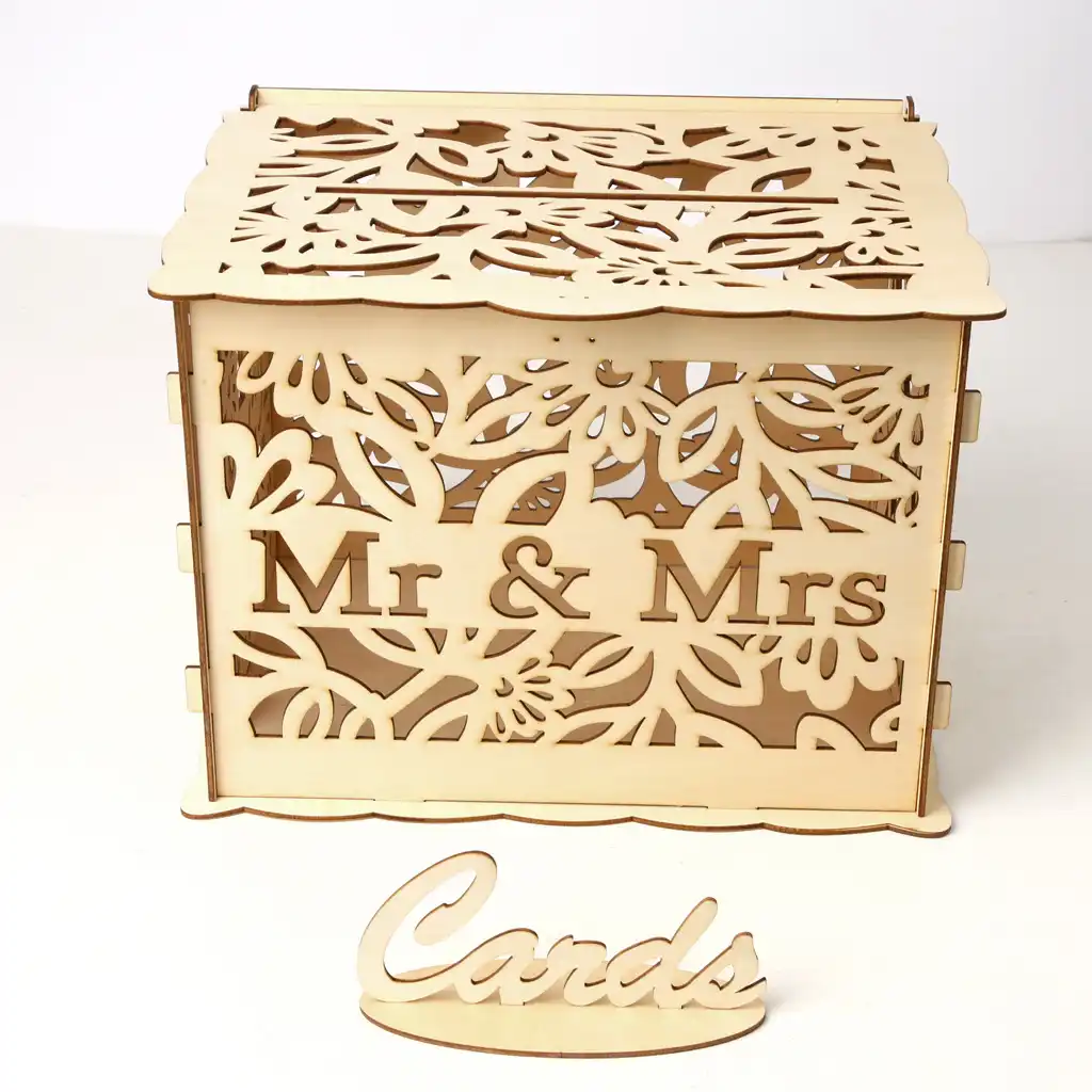 Wedding Card Box Diy Gift Card Boxes With Lock Wooden Hollow