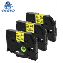 Aimo 3 шт./лот Tze-631 12 мм Tze ленты совместимый с brother Ptouch картридж для поклейки этикеток лента Tz631 Tz-631 Tz 631 черный на желтом цвете